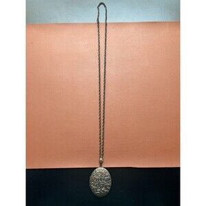Vintage Patinated Metal Photo Locket & Chain Necklace Chain Unmarked